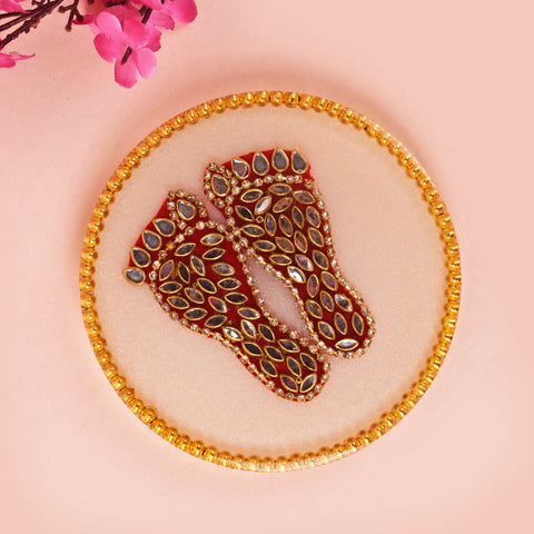 Goddess Lakshmi Charan Resin Charan Paduka: The Sacred Footprints, intricately crafted resin footprints symbolizing Goddess Lakshmi, ideal for worship and bringing prosperity to the home.
Indiaβs Largest Pooja Accessories Brand β www.satvikstore.in