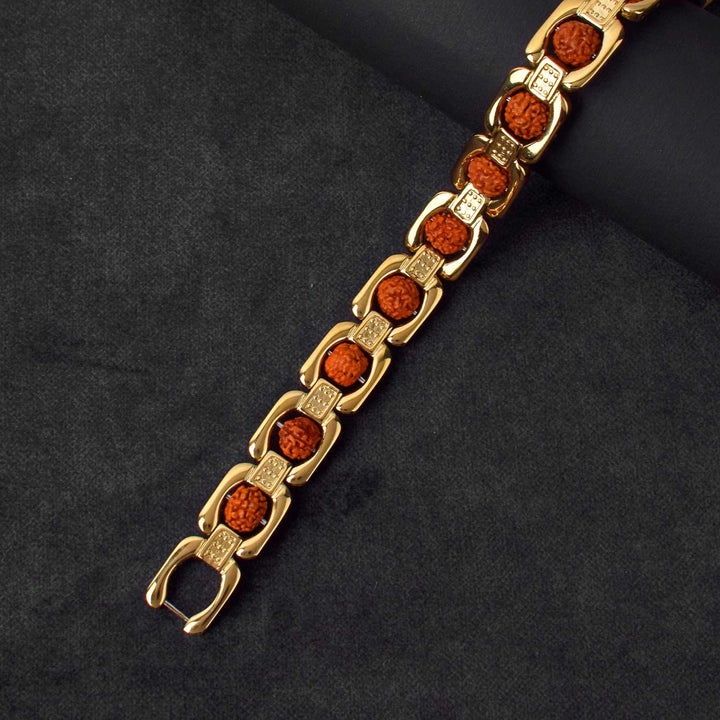 Gold Plated Rudraksha Bracelet with Premium PVD Coating – Spiritual and Stylish Wristwear from Satvikstore.in India’s Largest Pooja Accessories Brand - www.satvikstore.in