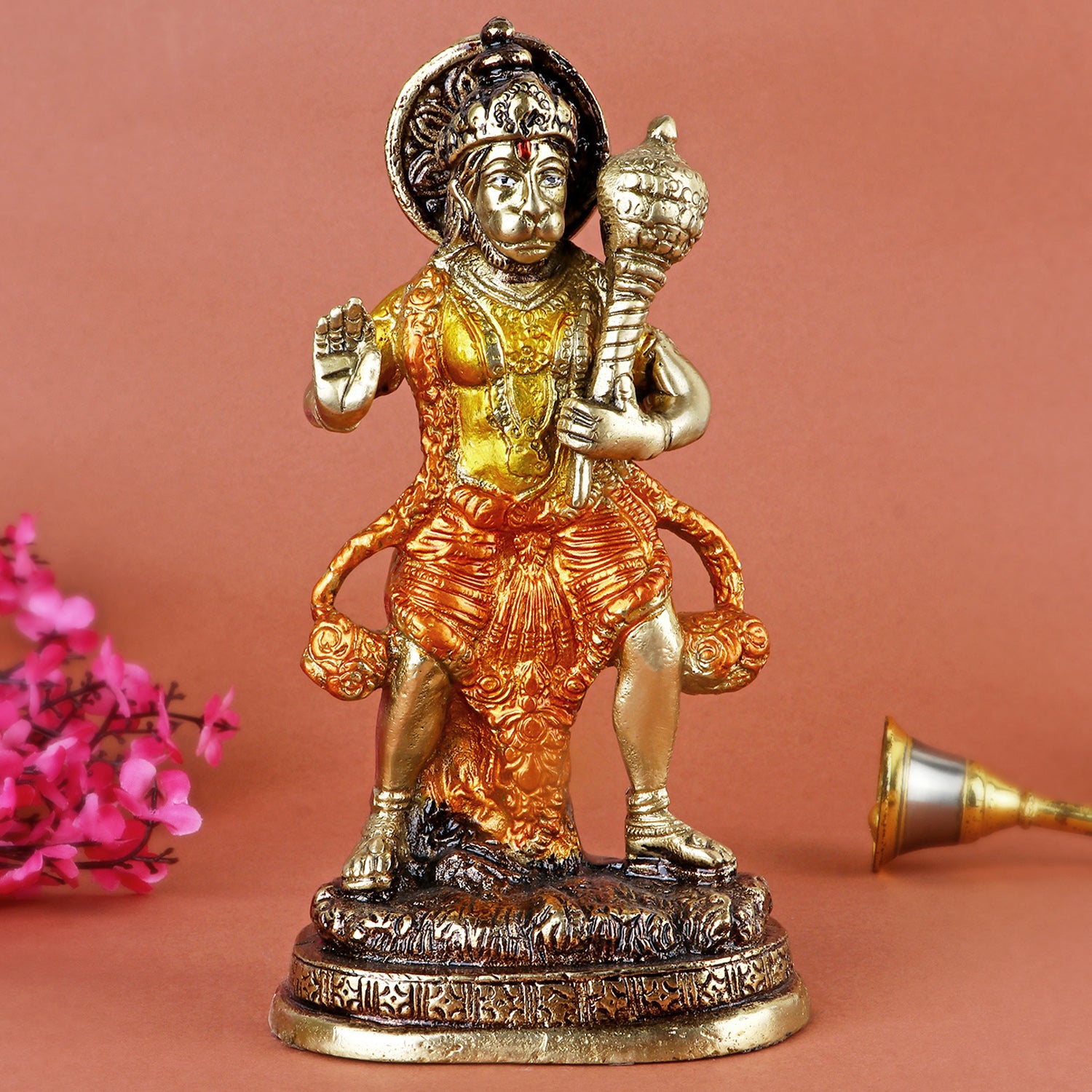 6.5 Inch Graceful Brass Hanuman Bajrangbali Statue β A beautifully crafted idol of Lord Hanuman, symbolizing strength, courage, and devotion, perfect for temple or home decor. No.1 Brass Idol Store www.satvikstore.in