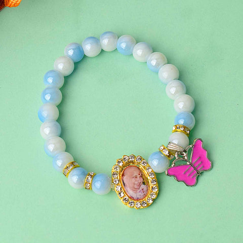 Graceful Guruji Swaroop Bracelet β assorted colored beads with charm β spiritual handmade bracelet β www.satvikstore.in