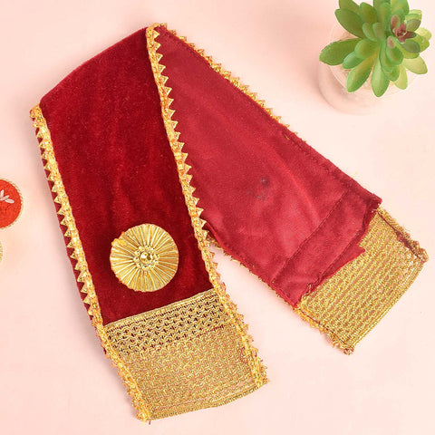 Graceful maroon Angvastra Patka Dupatta in 18 and 25-inch sizes, perfect for religious rituals, festive occasions, and traditional spiritual wear. Indiaβs Largest Pooja Accessories Brand β www.satvikstore.in