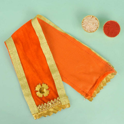 Graceful orange Angvastra Patka Dupatta for rituals and religious ceremonies, crafted from soft fabric for traditional spiritual wear. Indiaβs Largest Pooja Accessories Brand β www.satvikstore.in