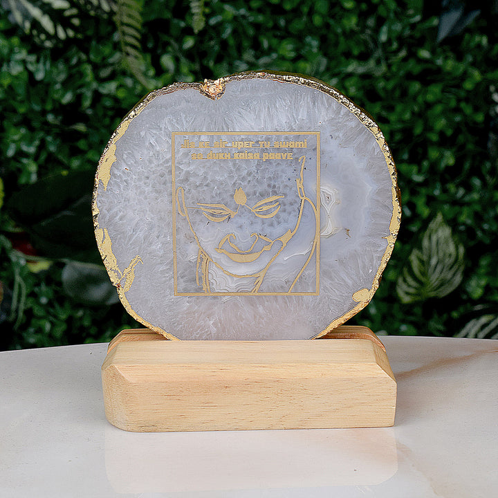 Guruji Agate Stone Stands showcasing beautifully polished agate stones on elegant bases, ideal for spiritual and decorative use. Indiaβs Largest Pooja Accessories Brand β www.satvikstore.in