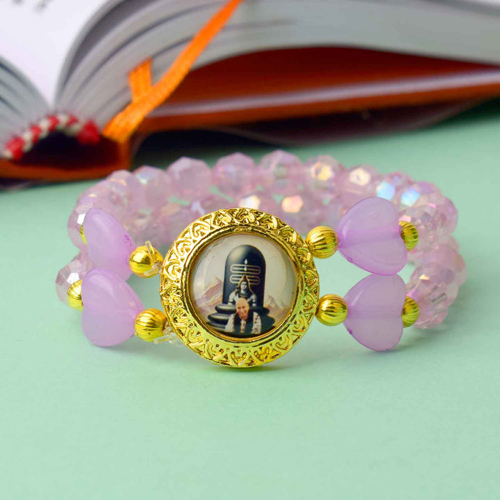 Guruji Swaroop Bracelet with assorted round and heart-shaped beads, ideal for spiritual wear, daily styling, and gifting. India’s Largest Pooja Accessories Brand – www.satvikstore.in