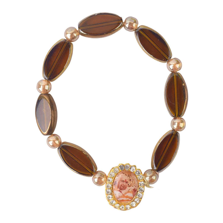 Guruji Swaroop Bracelet with translucent oval shaped beads in brown and black β ideal for spiritual daily wear and gifting. Indiaβs Largest Pooja Accessories Brand β www.satvikstore.in