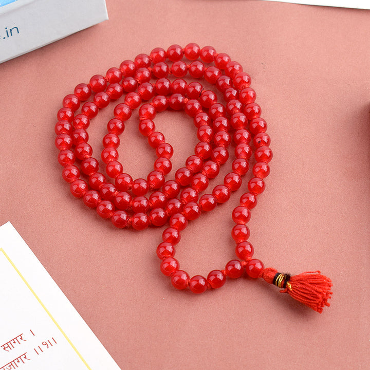 Hakik Jap Mala (Red) – A Spiritual Meditation Mala for Strength, Confidence, and Emotional Balance. India’s Premium Hakik Jap Mala Store - www.satvikstore.in