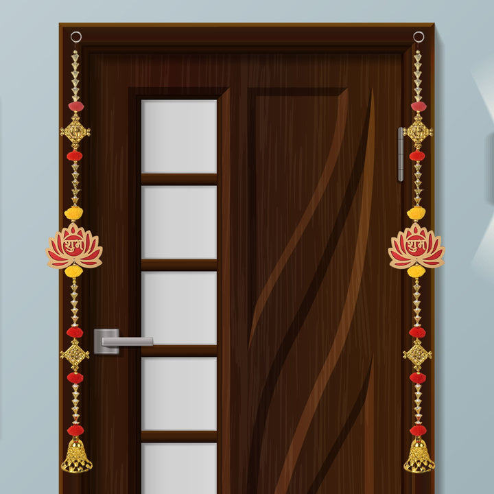 Handcrafted Lotus and Swastik Wall Hanging with Decorative Bell for Auspicious Festival Home Decoration. Indiaβs Largest Pooja Accessories Brand β www.satvikstore.in