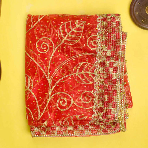 Beautiful handcrafted 84x42 inch Mata Chunri with delicate handwork and premium fabric for Mata idol decoration β Indiaβs Largest Pooja Accessories Brand β www.Satvikstore.in