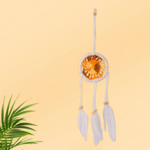 Handmade Wall Decor with Nature Feather Charms (Round Shape) β Beautifully crafted round wall decor featuring natural feather charms for a rustic and bohemian aesthetic. Indiaβs Largest Pooja Accessories Brand β www.satvikstore.in