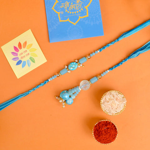 Designer Couple Rakhi Set for Bhaiya and Bhabhi with Roli Chawal and Ram Sita Stickers β Raksha Bandhan Gift Combo. Indiaβs Largest Brass Idols Brand - www.satvikstore.in