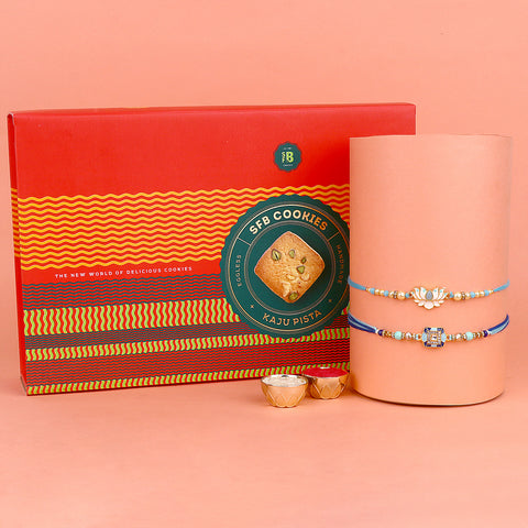 Image of a beautifully designed Rakhi with sweets, the perfect combination of tradition and sweetness for Raksha Bandhan celebration. Shop now at SatvikStore.in. #Rakhi #RakhiOnline #SendRakhi #DesignerRakhi #BeautifulRakhi #LatestRakhi #NewRakhi #ModernRakhi"