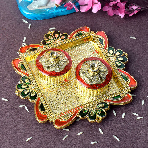 Intricately designed kumkum holder adorned with traditional patterns, ideal for pooja rituals and adding a touch of cultural elegance to spiritual ceremonies. Indiaβs Largest Pooja Accessories Brand β www.satvikstore.in