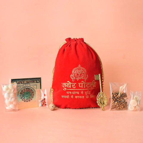 Kuber Potli is a sacred and auspicious pouch designed to attract financial success, prosperity, and business growth, making it an ideal tool for spiritual wealth manifestation β Indiaβs Largest Pooja Accessories Brand β www.satvikstore.in