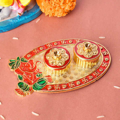 Kumkum holder adorned with intricate traditional patterns, perfect for pooja rituals and home altars, adding a touch of elegance to spiritual offerings. Indiaβs Largest Pooja Accessories Brand β www.satvikstore.in