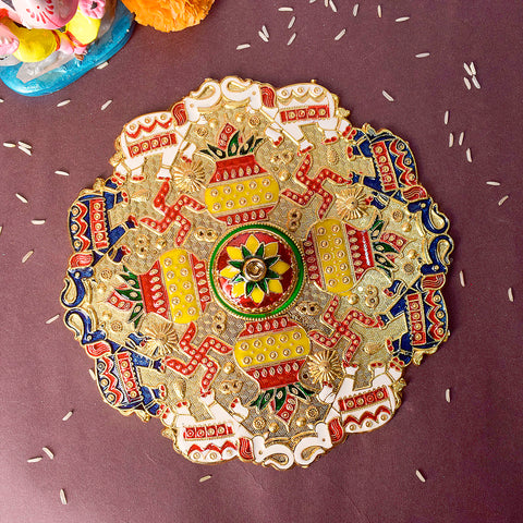 Kumkum holder adorned with intricate traditional patterns, designed for use in religious rituals and festive decor. Indiaβs Largest Pooja Accessories Brand β www.satvikstore.in