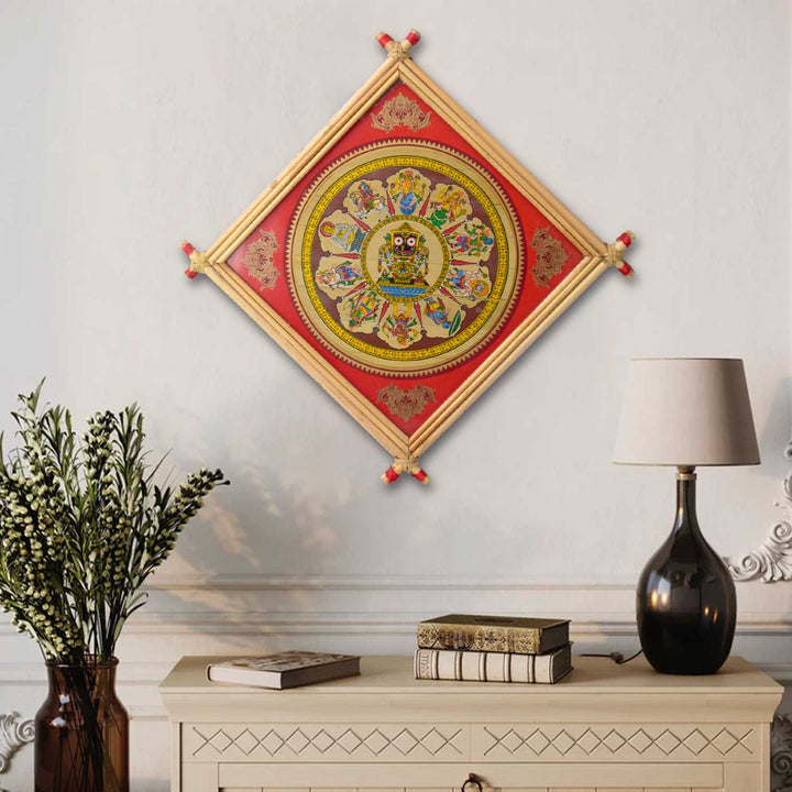 Large Jagannath Ji Photo Frame in wooden finish with traditional spiritual print. India’s Largest Brass Idols Brand - www.satvikstore.in