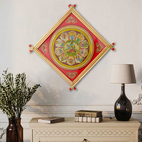 Large Radha Krishna Photo Frame with spiritual artwork in a wooden frame. Indiaβs Largest Brass Idols Brand - www.satvikstore.in