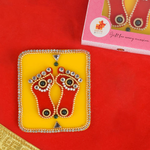 Laxmi Charan Acrylic Charan Paduka β The Sacred Footprints, clear and decorative acrylic representation of Goddess Lakshmiβs feet used in pooja rooms, home entrances, and Diwali decor. 
Indiaβs Largest Pooja Accessories Brand β www.satvikstore.in