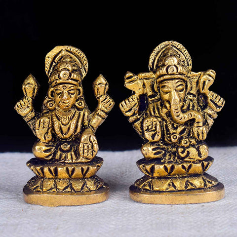 2 Inch Laxmi Ganesh Car Dashboard Idol β Compact Brass Statue for Prosperity and Protection in Vehicles or Small Spaces.No.1 Brass Idol Store www.satvikstore.in