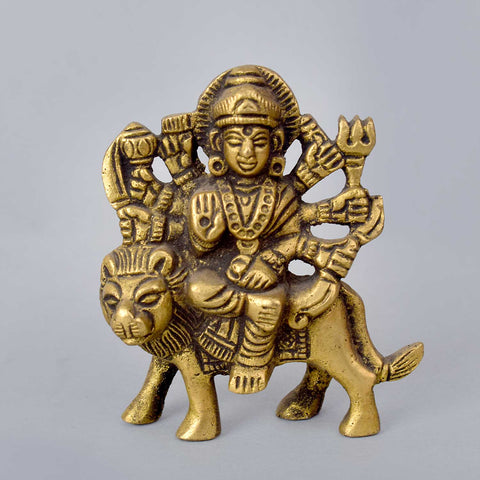 2.8 Inch Maa Durga Brass Idol β Divine Presence for Car Dashboard, Symbol of Power and Protection in a Compact Form. No. 1 Brass Idol Store www.satvikstore.in