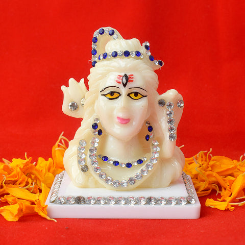 Elegant Marble Shiv Idol, showcasing Lord Shiva in a divine seated posture, crafted with intricate details and a polished finish, perfect for worship or home temple decor.Indiaβs Largest Pooja Accessories Brand β www.satvikstore.in