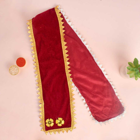 Maroon Angvastra/Patka/Duppata with Floral Design β Available in 15 and 32 inches, featuring elegant floral patterns, ideal for spiritual rituals, deity offerings, or traditional attire Indiaβs Largest Pooja Accessories Brand β www.satvikstore.in