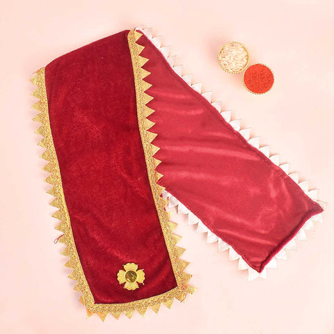 Maroon Angvastra/Patka/Duppata with Floral Design β 22-inch traditional cloth featuring elegant floral patterns, perfect for puja, deity decoration, or spiritual ceremonies.Indiaβs Largest Pooja Accessories Brand β www.satvikstore.in