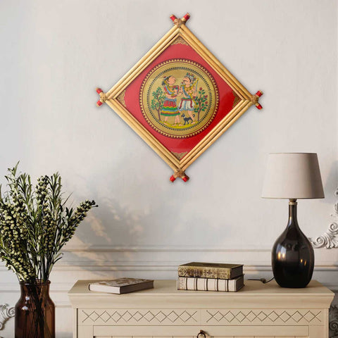 Medium Adivasi Photo Frame with traditional Indian tribal artwork in wooden frame. Indiaβs Largest Brass Idols Brand - www.satvikstore.in