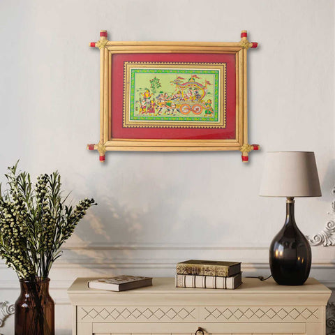 Medium Rath Yatra Photo Frame featuring Lord Jagannath, Balabhadra, and Subhadra in chariots. Indiaβs Largest Brass Idols Brand - www.satvikstore.in
