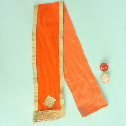 Mesmerizing Orange Angvastra/Patka/Duppata β Available in 22 and 32 inches, vibrant orange devotional cloth perfect for temple rituals, deity adornment, or traditional spiritual wear. Indiaβs Largest Pooja Accessories Brand β www.satvikstore.in