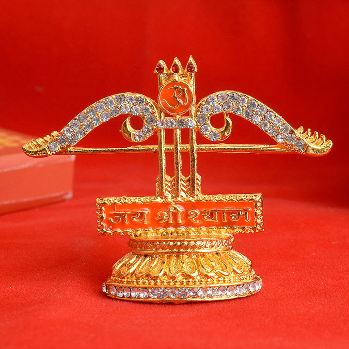 Metal 3 Baan Khatushyam Idol, beautifully crafted religious statue of Lord Khatushyam with three arrows, ideal for spiritual worship and home decoration. India’s Largest Pooja Accessories Brand – www.satvikstore.in