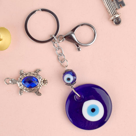 Metal Blue Evil Eye Keychain β A stylish, protective charm for keys, bags, or as a perfect gift. Indiaβs Largest Pooja Accessories Brand β www.satvikstore.in