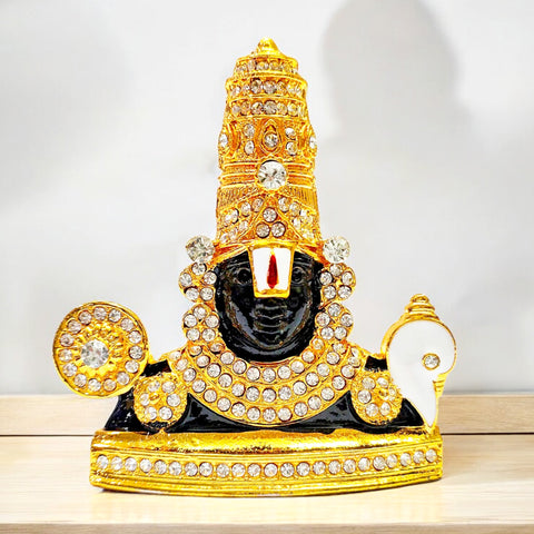 Metal Tirupati Balaji Face Idol featuring detailed craftsmanship, ideal for home temple, spiritual decor, and gifting. Indiaβs Largest Pooja Accessories Brand β www.satvikstore.in