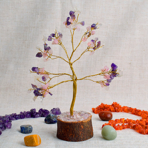 Mind, Body & Soul Crystal Tree featuring 100 mixed healing beads on a decorative wire tree, symbolizing harmony, balance, and holistic healing. Indiaβs Largest Pooja Accessories Brand β www.satvikstore.in