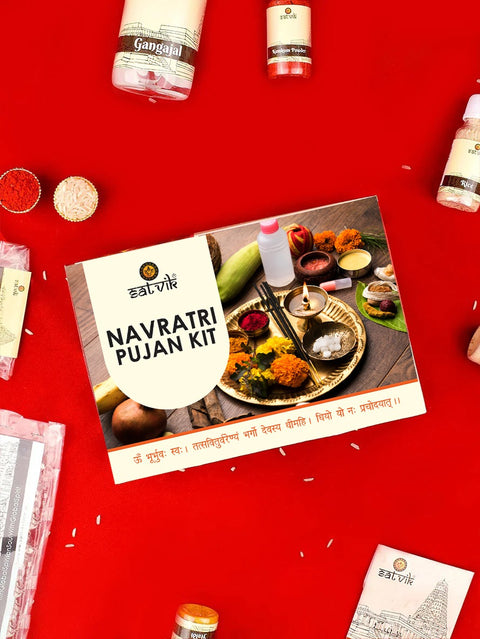 Navratri Pujan Kit (12 Pc Set) includes all essential items for a complete and sacred Navratri celebration, designed to enhance your spiritual practices and rituals during the festival β Indiaβs Largest Pooja Accessories Brand β www.satvikstore.in