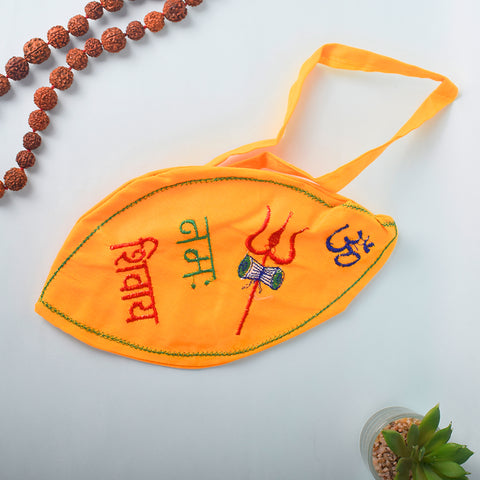 100% Cotton Yellow Om Namah Shivaya Printed Jap Mala Jholi Bag for storing prayer beads, ideal for meditation, chanting, and spiritual practices β lightweight and durable devotional accessory. Indiaβs Largest Pooja Accessories Brand β www.satvikstore.in