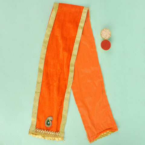 Orange Angvastra/Patka/Duppata β 31-inch devotional cloth in vibrant orange, ideal for temple rituals, spiritual wear, or deity offerings with a traditional touch.Indiaβs Largest Pooja Accessories Brand β www.satvikstore.in
