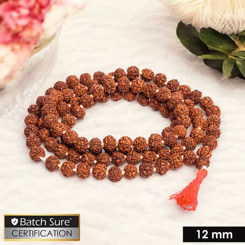 Panchmukhi Rudraksha Jaap Mala with 108 natural 12mm beads, ideal for deep meditation, mantra chanting, and spiritual protection. Indiaβs Premium Jap Mala Store- www.satvikstore.in