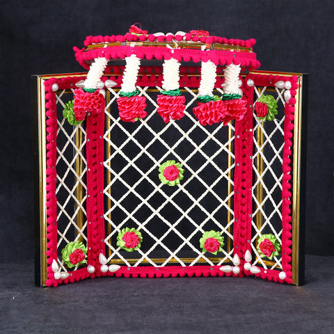 8 Inch Pink Incredible Ganesha Phool Bangla beautifully crafted with floral details, perfect for Ganpati festival decoration and idol backdrop. Indiaβs Largest Pooja Accessories Brand β www.satvikstore.in