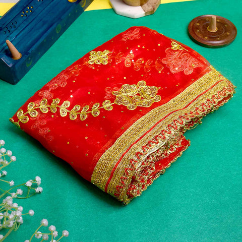 Elegant 74x43 inch Pooja Chunri for Mata Rani with vibrant fabric and intricate design for temple decoration β Indiaβs Largest Pooja Accessories Brand β www.Satvikstore.in