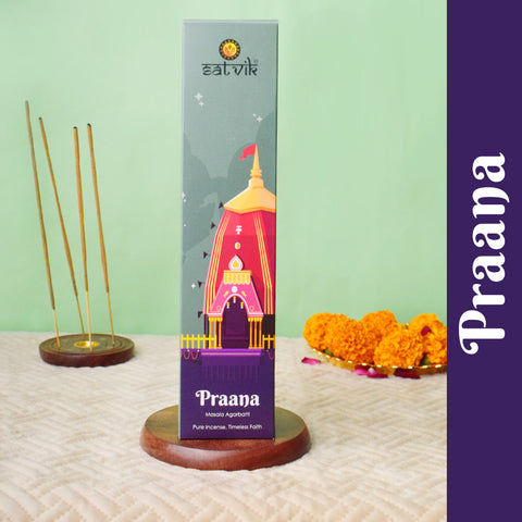 Praana Pure Masala Incense Sticks pack for relaxation, pooja, and divine fragrance. Indiaβs Largest Pooja Accessories Brand - www.satvikstore.in