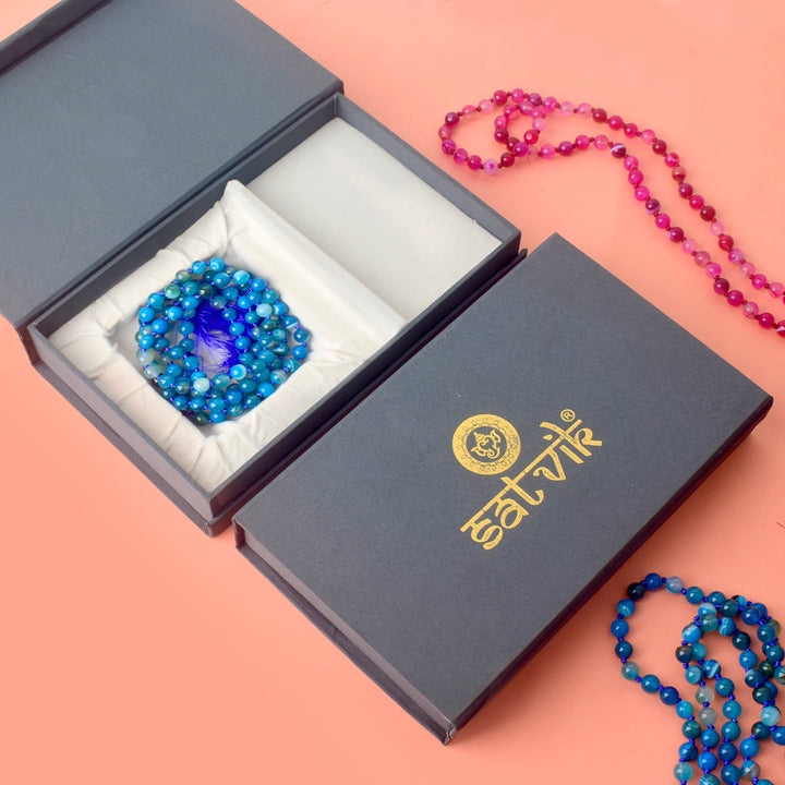 Premium Hakik Jap Mala with Blue Hakik Beads โ A Spiritual Meditation Mala for Communication, Inner Peace, and Emotional Balance. Indiaโs Premium Hakik Jap Mala Store - www.satvikstore.in