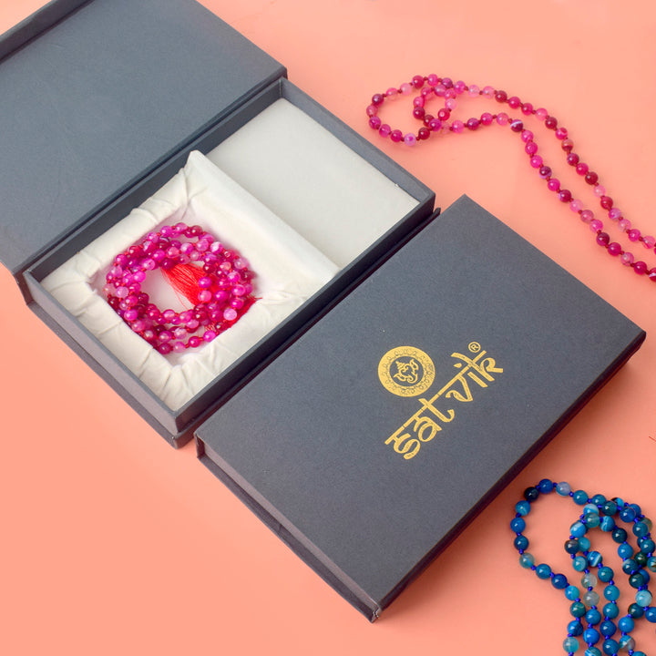 Premium Hakik Jap Mala with Pink Hakik Beads β A Spiritual Meditation Mala for Love, Emotional Healing, and Inner Peace. Indiaβs Premium Hakik Jap Mala Store - www.satvikstore.in