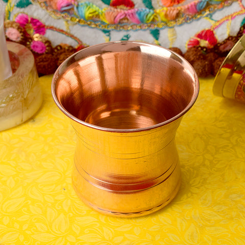 Premium Pure Copper Panch Patra Puja Glass and Spoon (Small) set, designed for sacred rituals and poojas, made with high-quality copper to enhance your spiritual practices β Indiaβs Largest Pooja Accessories Brand β www.satvikstore.in