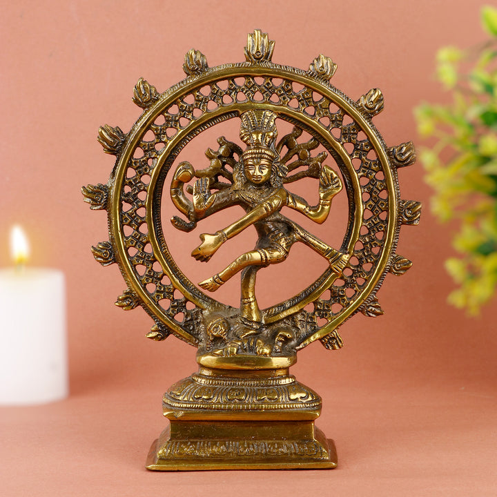 2.9 Inch Brass Nataraj Idol – Exquisite depiction of Lord Shiva's cosmic dance, symbolizing creation, destruction, and balance, perfect for home or temple decor. No.1 Brass Idol Store www.satvikstore.in