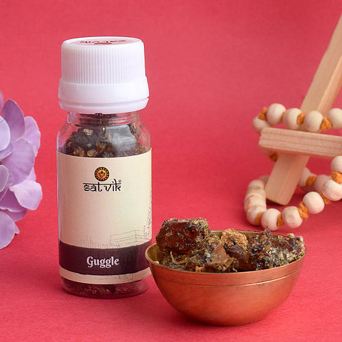 Pure Guggal for Pooja (25 Gram) is a sacred incense used in religious rituals and pooja ceremonies, known for its purifying and spiritual qualities. It enhances the divine atmosphere during prayers and brings blessings β Indiaβs Largest Pooja Accessories Brand β www.satvikstore.in