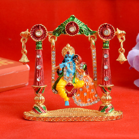 Radha Krishna on Swing idol, intricately designed to depict the divine couple in a joyful and serene moment, symbolizing love and devotion. Indiaβs Largest Pooja Accessories Brand β www.satvikstore.in