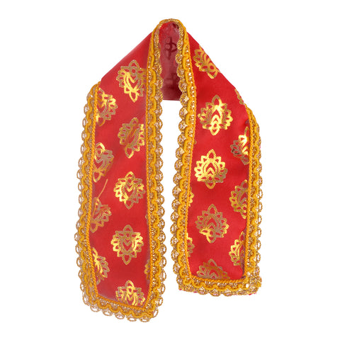 Red and yellow royal Patka or Angvastra, available in 14 and 22 inch sizes, made of soft, traditional fabric, ideal for religious rituals, cultural ceremonies, and temple visits. Indiaβs Largest Pooja Accessories Brand β www.satvikstore.in