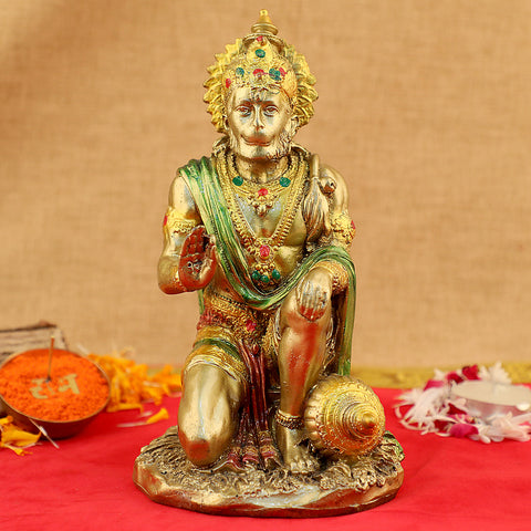 7 Inch Resin Hanuman Ji Idol β Symbol of Divine Strength and Protection for Home Temple, Office Desk, or Spiritual Gifting. No.1 Brass Idol Store www.satvikstore.in