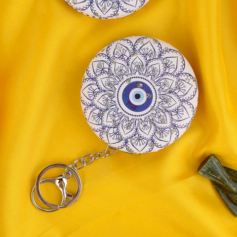 Round Evil Eye Keychain with Foldable Mirror β Stylish and protective keychain, perfect for daily use and gifting. Indiaβs Largest Pooja Accessories Brand β www.satvikstore.in